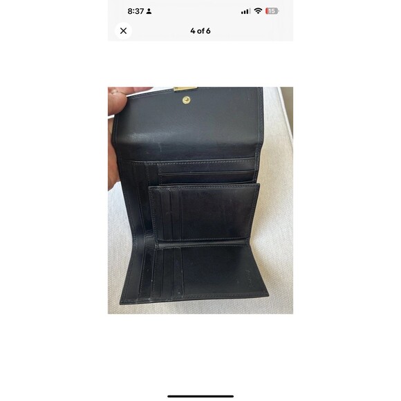 Coach Black Leather Trifold Wallet Vintage (90s/Y2K) Gold Tone Hardware NEW - Picture 4 of 6